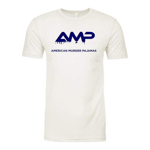 AMP  White with Blue Tee